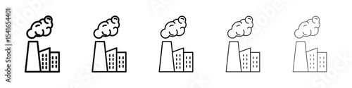 Pollution icon logo in stroke lines collection