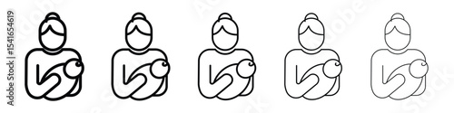 Postnatal care icon logo in stroke lines collection