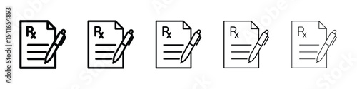 Prescription icon logo in stroke lines collection