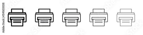 Printer icon logo in stroke lines collection