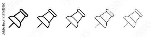 Push pin icon logo in stroke lines collection