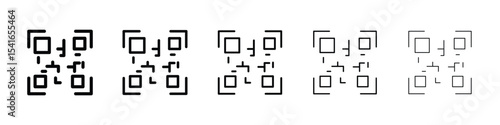 Qrcode icon logo in stroke lines collection
