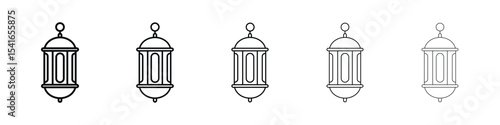 Ramadan lantern icon logo in stroke lines collection