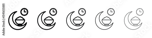 Ramadan iftar icon logo in stroke lines collection