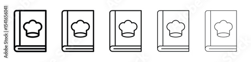 Recipe book icon logo in stroke lines collection