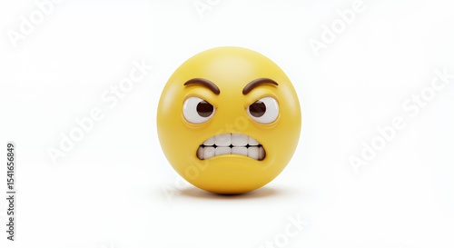 Angry Round Character Displaying Frustration and Discomfort Against White Background