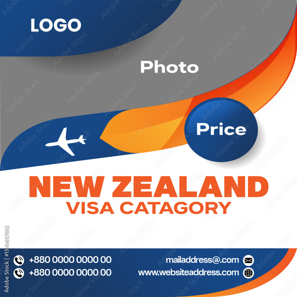 Obraz premium New-Zealand-visa-category-travel-flyer-template
