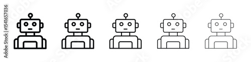 Robot icon logo in stroke lines collection