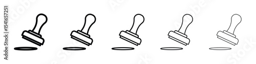 Rubber stamp icon logo in stroke lines collection