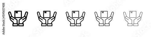Safe delivery icon logo in stroke lines collection