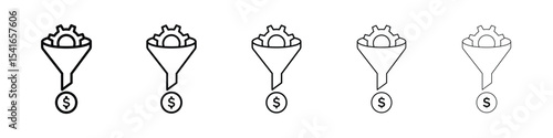 Sales funnel icon logo in stroke lines collection