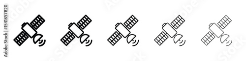 Satellite icon logo in stroke lines collection