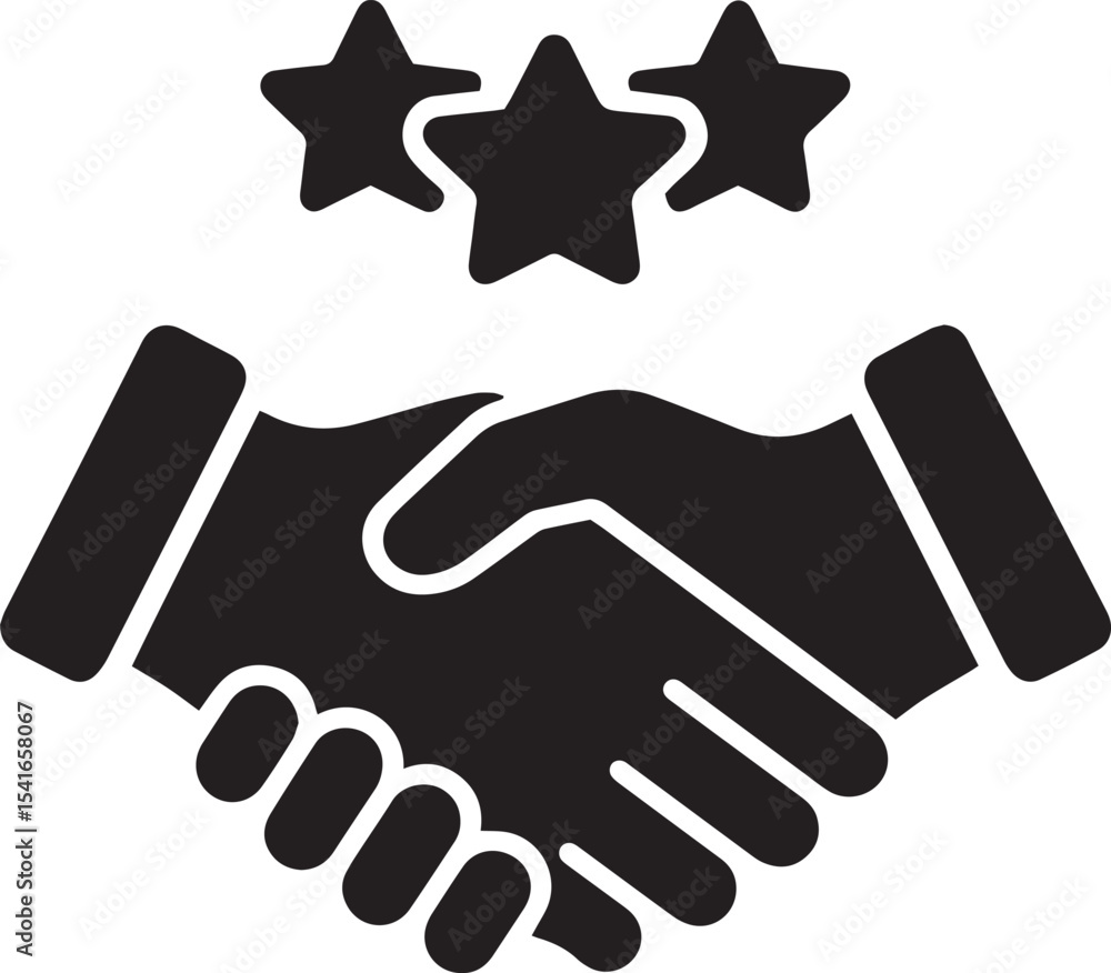 Fototapeta premium Three star rating handshake business deal icon