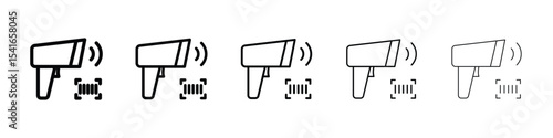 Scanner gun icon logo in stroke lines collection