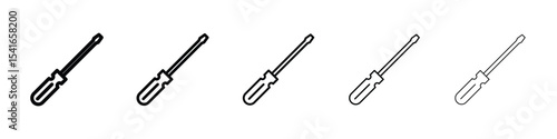 Screwdriver icon logo in stroke lines collection