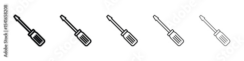 Screwdriver icon logo in stroke lines collection