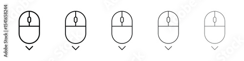 Scroll down computer mouse icon logo in stroke lines collection