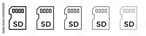 Sd card icon logo in stroke lines collection