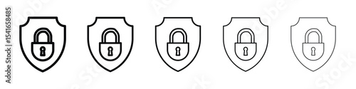 Security lock icon logo in stroke lines collection