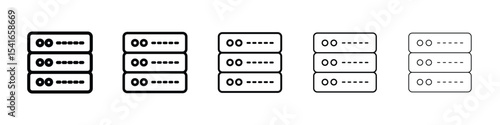 Server rack icon logo in stroke lines collection
