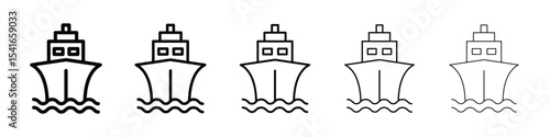 Ship icon logo in stroke lines collection