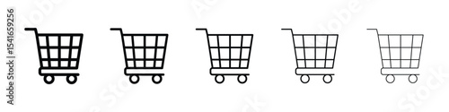 Shopping trolley icon logo in stroke lines collection