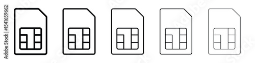 Sim card icon logo in stroke lines collection