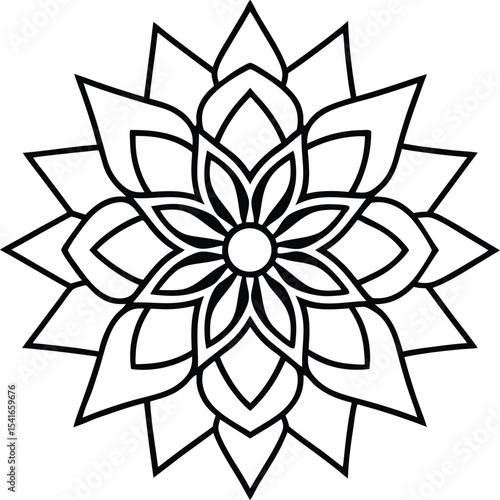 Artistic mandala outline featuring fine radial floral detailing