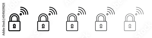 Smart lock icon logo in stroke lines collection