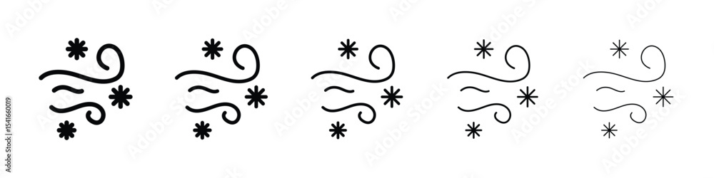 Snow blowing icon logo in stroke lines collection