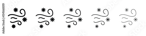 Snow blowing icon logo in stroke lines collection