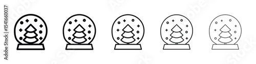 Snow globe icon logo in stroke lines collection
