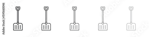 Snow shovel icon logo in stroke lines collection