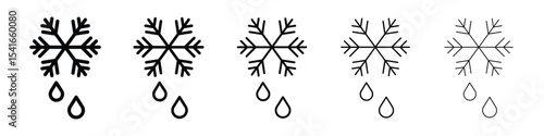 Snowflake droplets icon logo in stroke lines collection