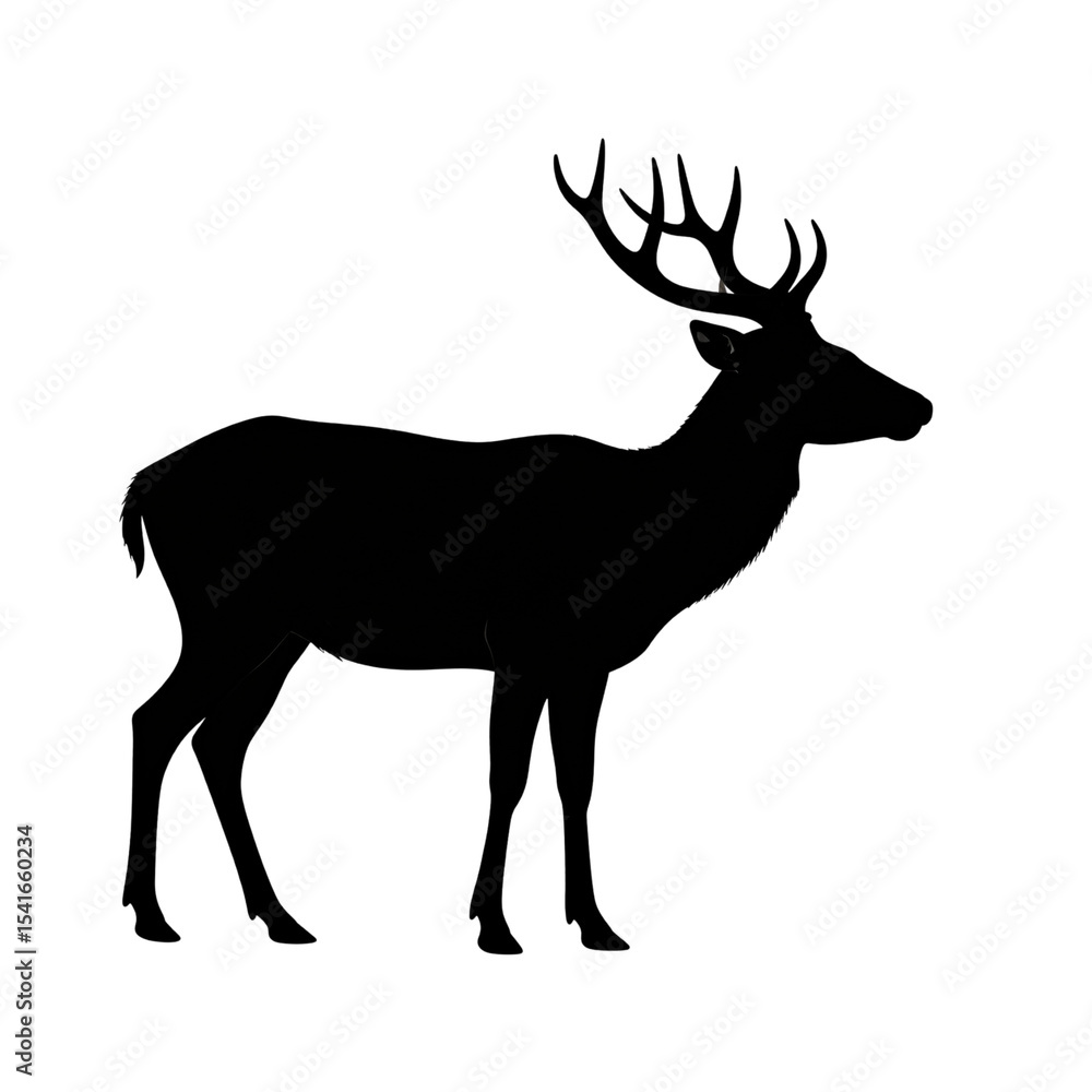 Fototapeta premium Philippine Deer Side View Silhouette Vector