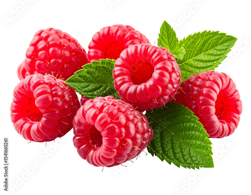 Raspberries with Mint: A vibrant close-up showcases fresh, juicy raspberries alongside fragrant mint leaves. The image evokes the deliciousness of ripe.