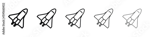 Space shuttle icon logo in stroke lines collection