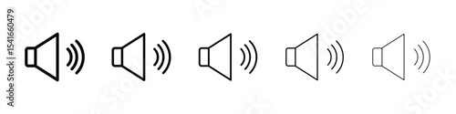 Speaker icon logo in stroke lines collection