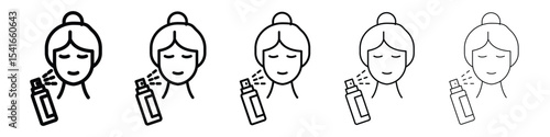Spray on face icon logo in stroke lines collection
