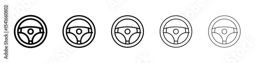 Steering wheel icon logo in stroke lines collection