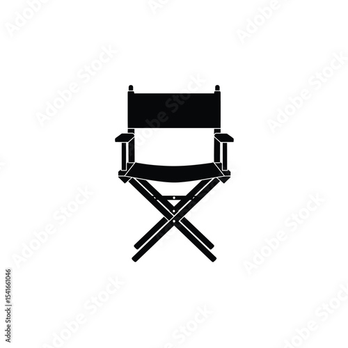 Black Silhouette Directors Chair Vector Icon movie