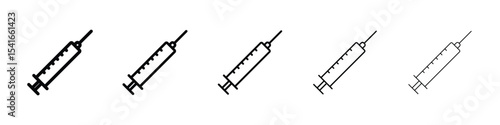 Syringe icon logo in stroke lines collection