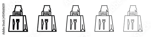 Take away food icon logo in stroke lines collection