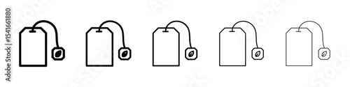 Tea bag icon logo in stroke lines collection
