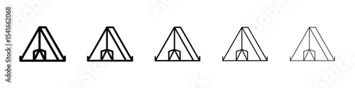 Tent icon logo in stroke lines collection