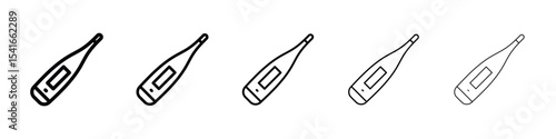 Thermometer icon logo in stroke lines collection