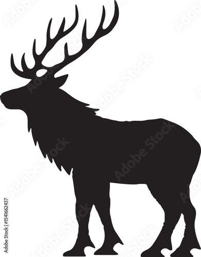 Majestic Silhouette of Elk: A striking silhouette captures the noble profile of an elk, highlighting its impressive antlers and powerful physique in a simple, yet elegant display.