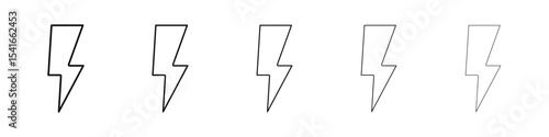 Thunder bolt icon logo in stroke lines collection