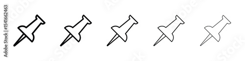Thumbtack icon logo in stroke lines collection
