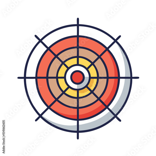 Stylized target with concentric circles and grid lines, vector illustration design